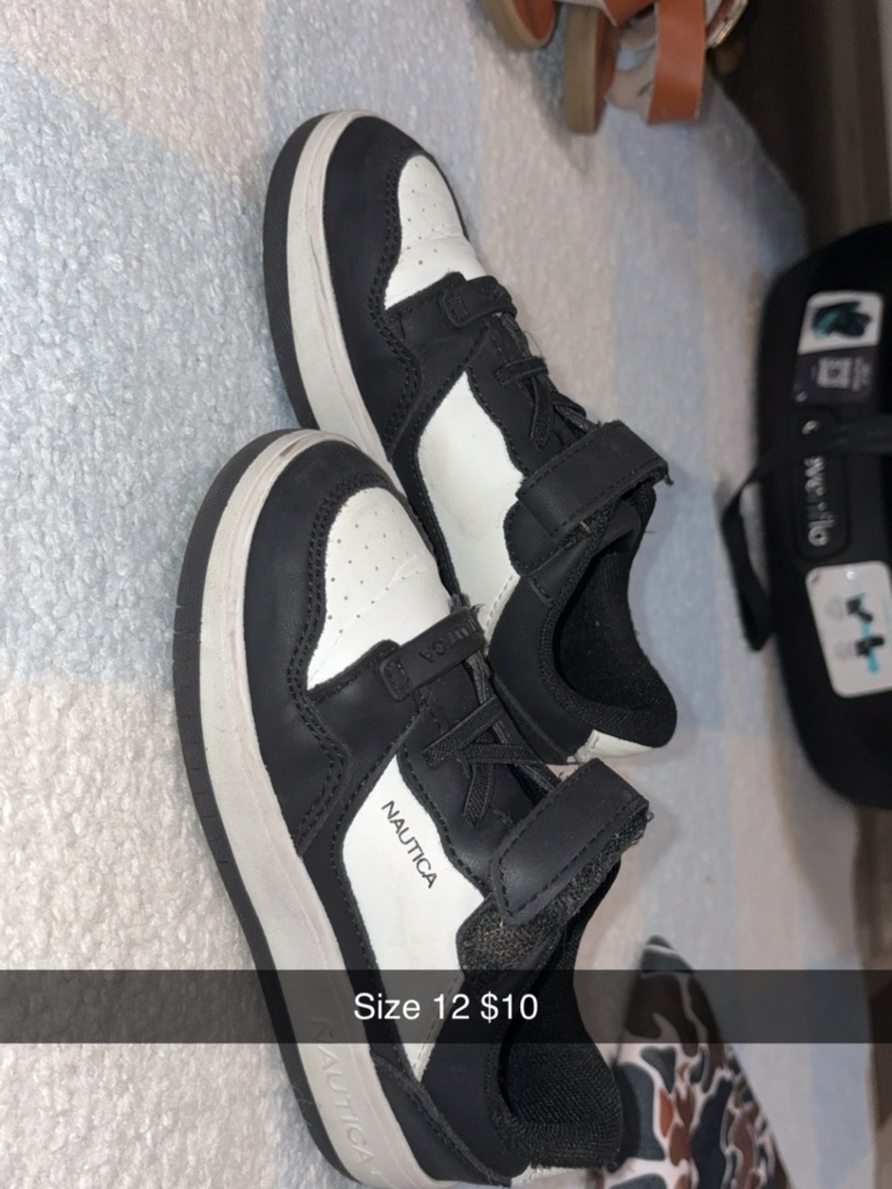 Nautica Kids Black and White Velcro Sneakers